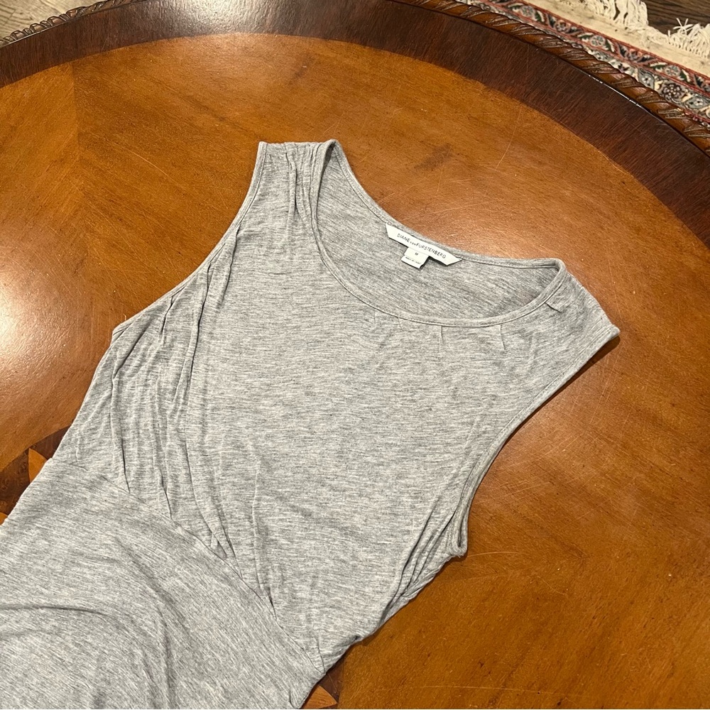DVF Diane Von Furtenberg Angelina Ruched Jersey Dress Gray Medium Draped Mini - Picture 6 of 16